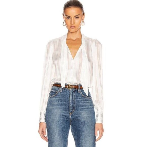 Equipment EUSSEBIE REMOVABLE TIE NECK TOP Nature White - Picture 1 of 9